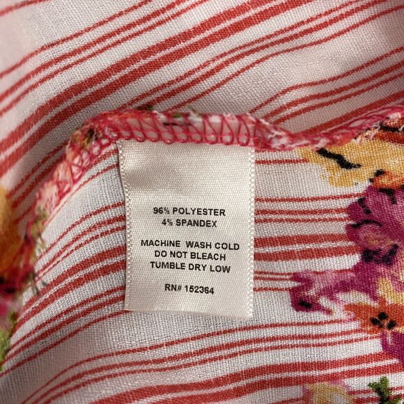 The Outfit Blouse Womens Medium Stripe Floral Surplice Work Office Beach Coastal - Picture 11 of 15